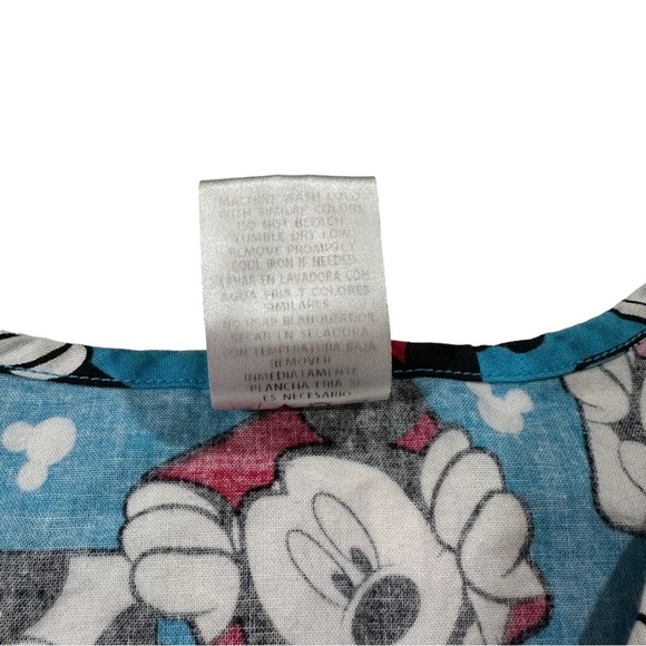 Disney Mickey & Minnie Mouse Print Women Blue V-Neck Short Sleeve Scrub Top Sz L - Picture 14 of 16